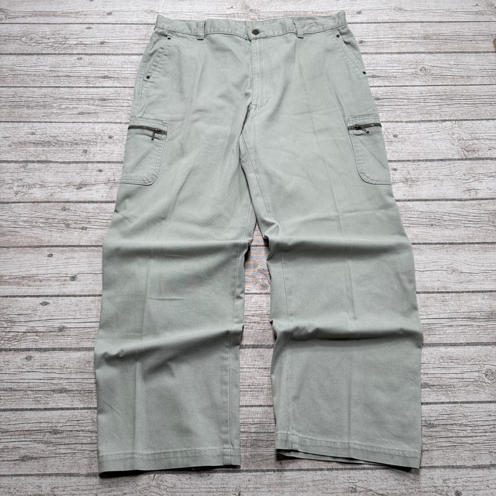 Y2K Cargo Pants Men's 36x30 Sage Green Wide Leg Hey Beau Kurashiki Utility Baggy